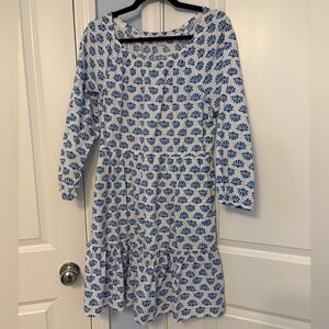 J. Crew Blue and White Long Sleeve Dress